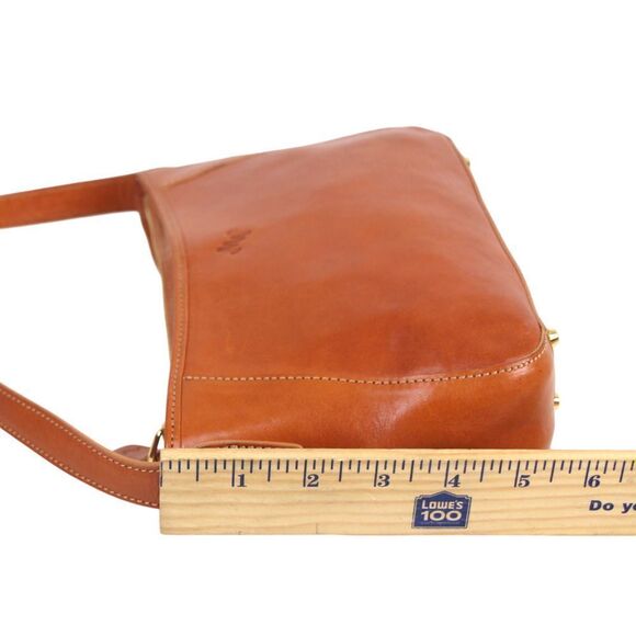 Monsac SMOOTH TAN BROWN GENUINE LEATHER ZIP TOP SHOULDER BAG HANDBAG HOBO PURSE - Picture 14 of 15